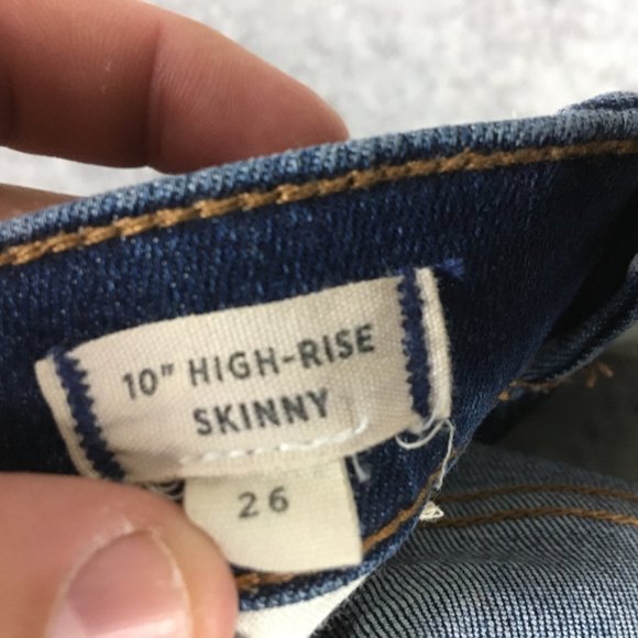 Madewell Jeans 26 2 10" High Rise Skinny Dark Wash Distressed Blue Tencel Lyocel - Picture 12 of 16